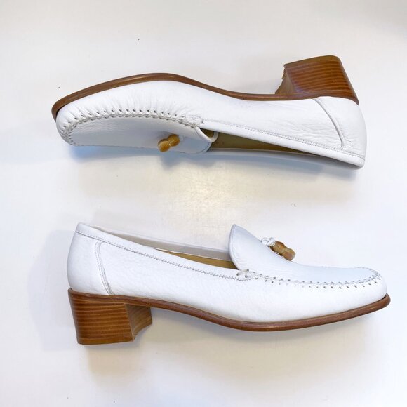 Stuart Weitzman White Beaded Leather Loafer, Size 12 AA - Picture 2 of 10
